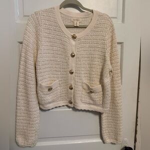 Jessica Simpson Cream Textured Cardigan